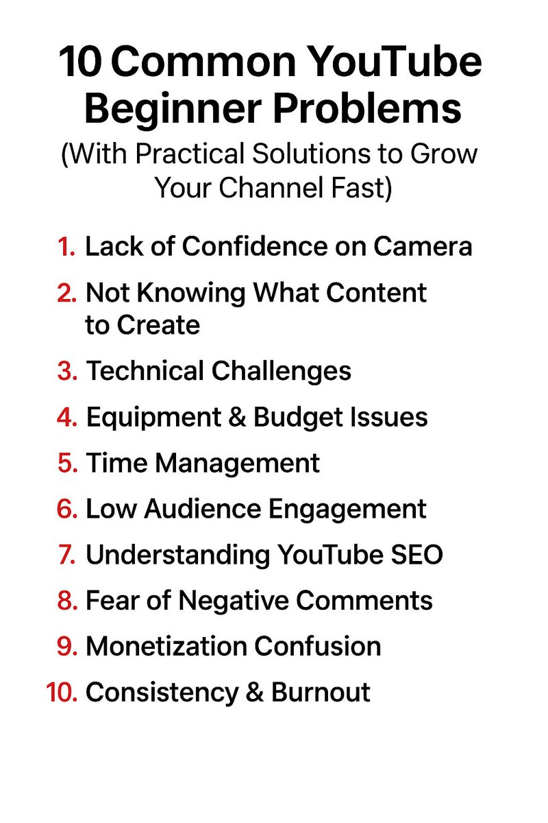 Thinking of starting a YouTube channel but feeling stuck? Here are the 10 biggest beginner problems (and their solutions) that no one tells you about! - Read More - anujkinc.blogspot.com/2025/10/10-com…
