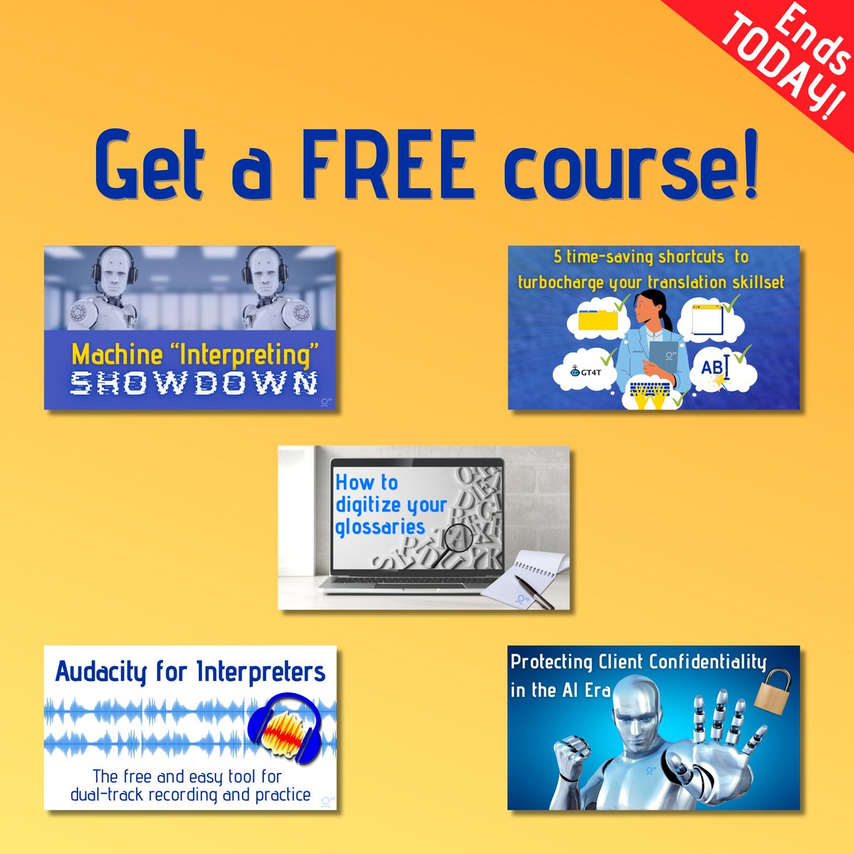 techforword's tweet image. If you haven’t done so yet, grab any one of those techforword courses for free!
This Surprise ends tonight at midnight Pacific ⏳
Don't forget to tell colleagues . 😉
I can’t wait to see which FREE course you pick up!
tfw.rocks/TranslationDay 👈
#xl8 #Translation #Translator