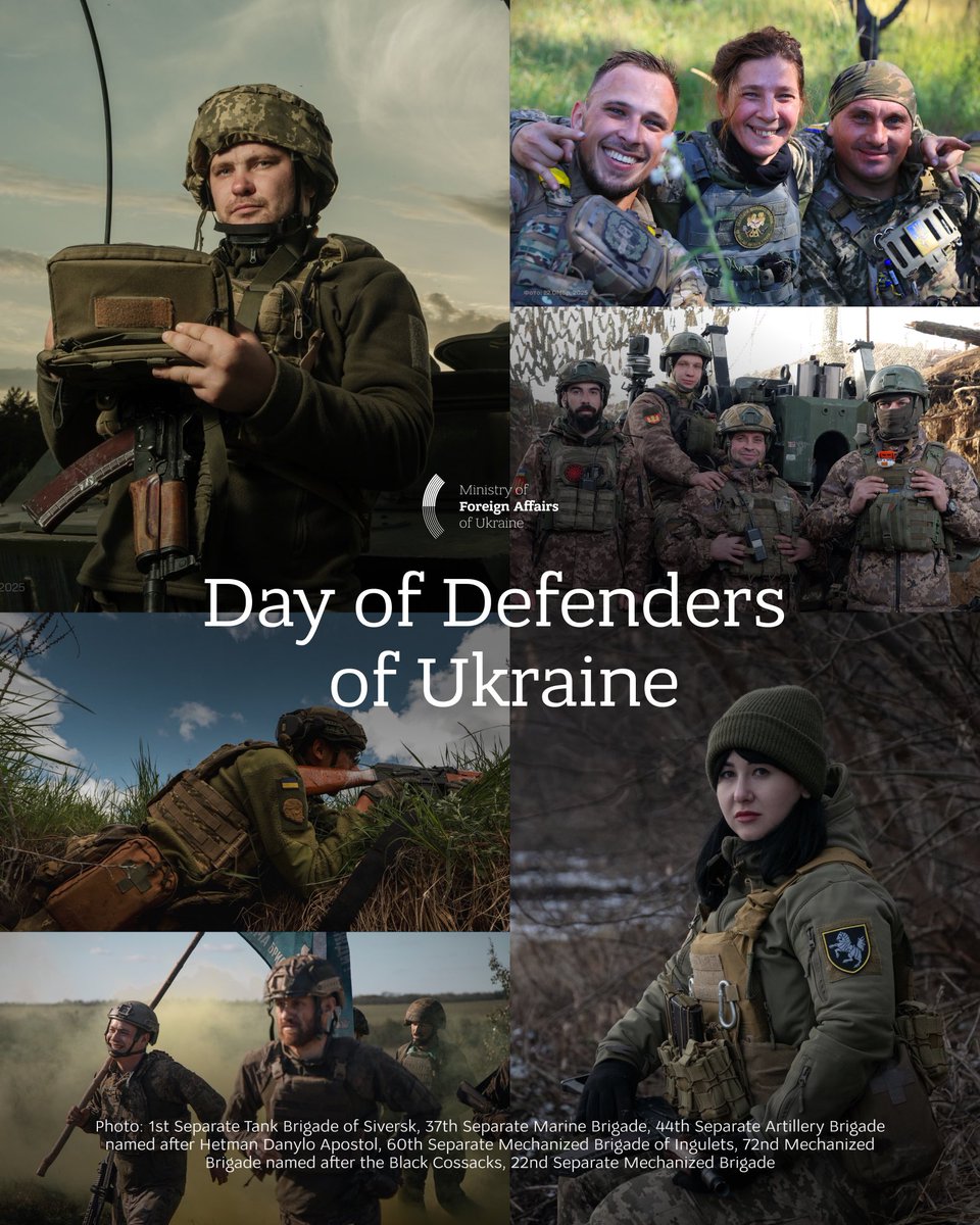 MFA_Ukraine's tweet image. Today, we mark Defenders Day in Ukraine 🇺🇦

Ukrainian defenders show bravery, resilience, and honor every single day. They continue the centuries-long chronicle of the struggle for our country’s freedom and independence, uphold national dignity, and demonstrate the strength of…