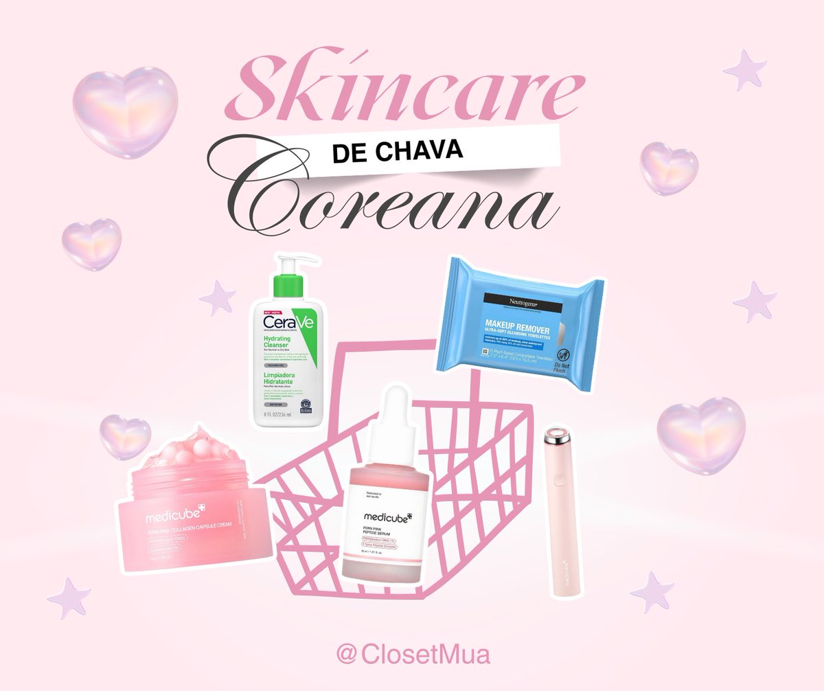 ClosetMua's tweet photo. Cerave Limpiador Hidratante $173 MX $9.45 USD

Medicube Crema facial Pink Collagen $448.02 MX $24.48 USD

Medicube Booster Pro Mini Pink $3,375 MX $184.44 USD

Medicube Ampolla facial antiedad Pink peptide Serum $384.38 $21.01USD

Neutrogena Toallitas desmaquillante $140 MX $7.65 https://t.co/M5Z38w5dAn