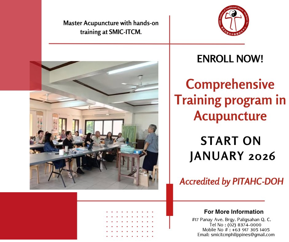 We're now accepting enrollees for our Acupuncture Program!

Start a career in healing &amp; wellness with flexible schedules and a supportive learning environment.

#SMICITCM #Acupuncture #TraditionalChineseMedicine