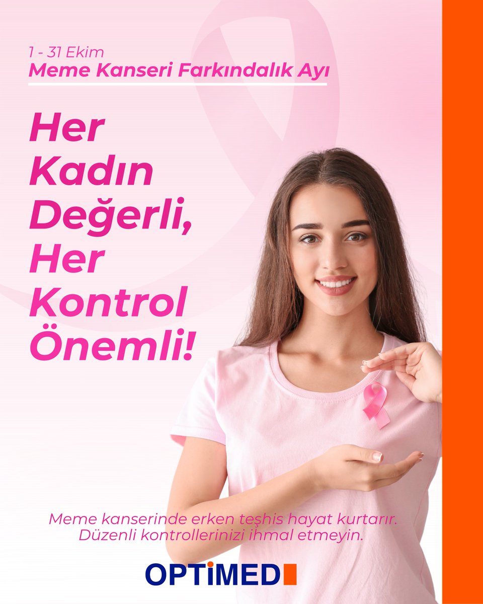 Her Şey Fark Etmekle Başlar. 💗
Bu Ekim’de kendinize ve sevdiklerinize hatırlatın:
🔍 Kendi kendine muayene yap
📅 Düzenli kontrollerini ihmal etme
👩‍⚕️ Gerekirse bir uzmana görün
Çünkü bazen bir hayat, sadece bir fark edişle değişebilir. 
 #MemeKanseriFarkındalıkAyı #ErkenTeşhis