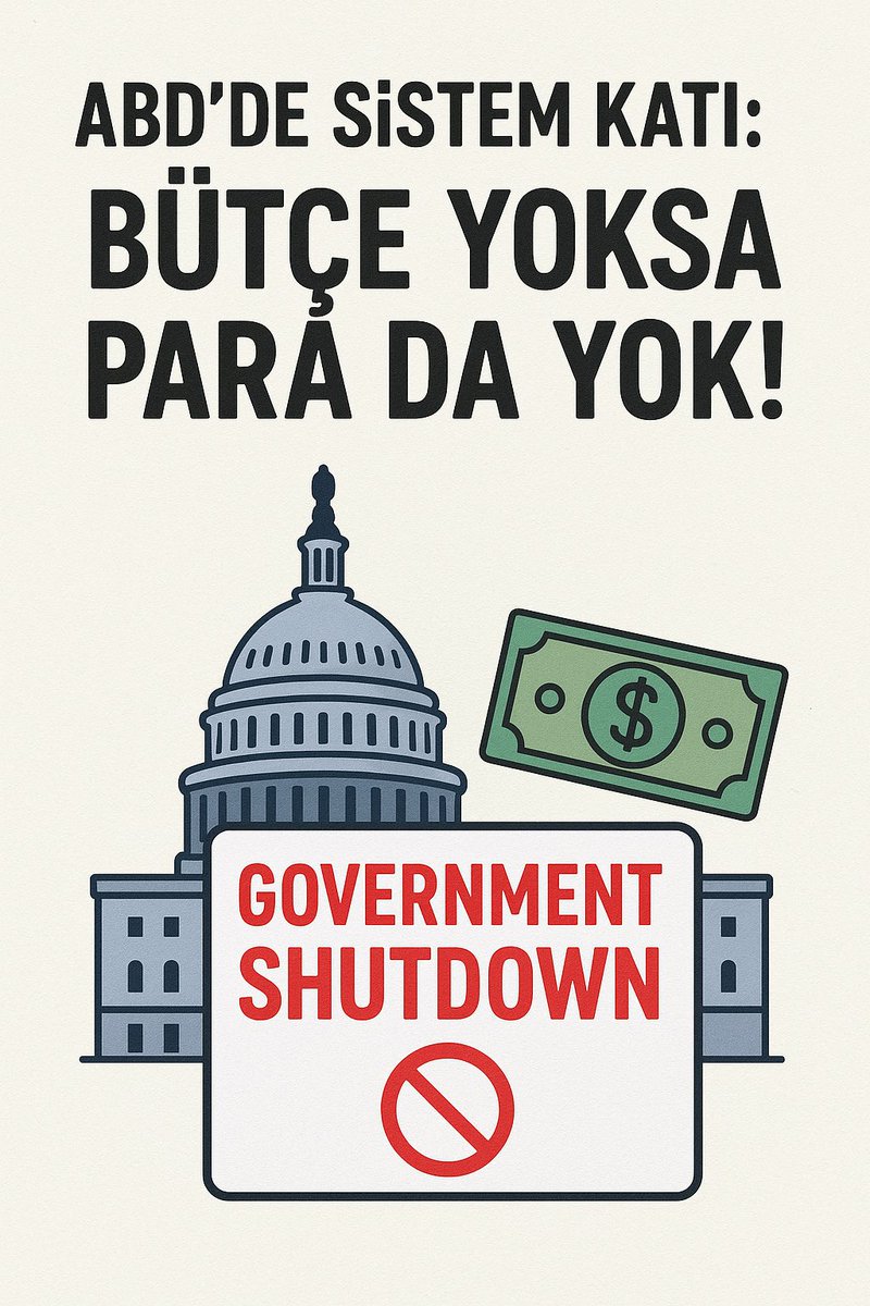 📌 Türkiye’de nasıl?
•Bütçe Meclis’te kabul edilmezse bile geçici bütçe çıkarılır.
•Hatta geçici bütçe de geçmezse, otomatik olarak bir önceki yılın bütçesi enflasyona göre artırılarak uygulanır.
•Yani devletin çarkları hiçbir zaman durmaz.

🔹 
“#BütçeYoksaParaDaYok”.