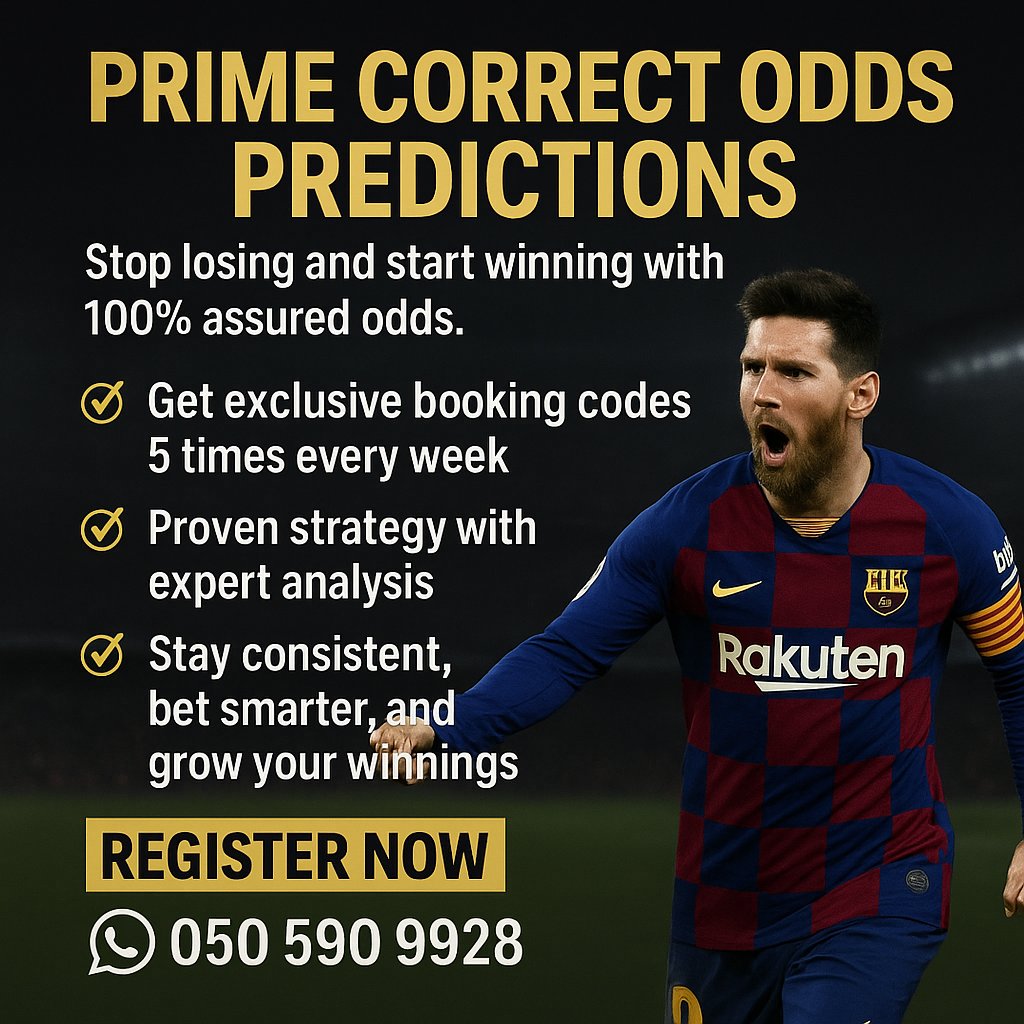 PrimeOdds13's tweet photo. Stop losing and start winning with expert-analyzed booking codes delivered to you 5 times every week. 💯
📲 Register now on WhatsApp 050 590 9928 and become part of our winning community.

At Prime Tips, we don’t guess we win. https://t.co/srHfsanSIJ