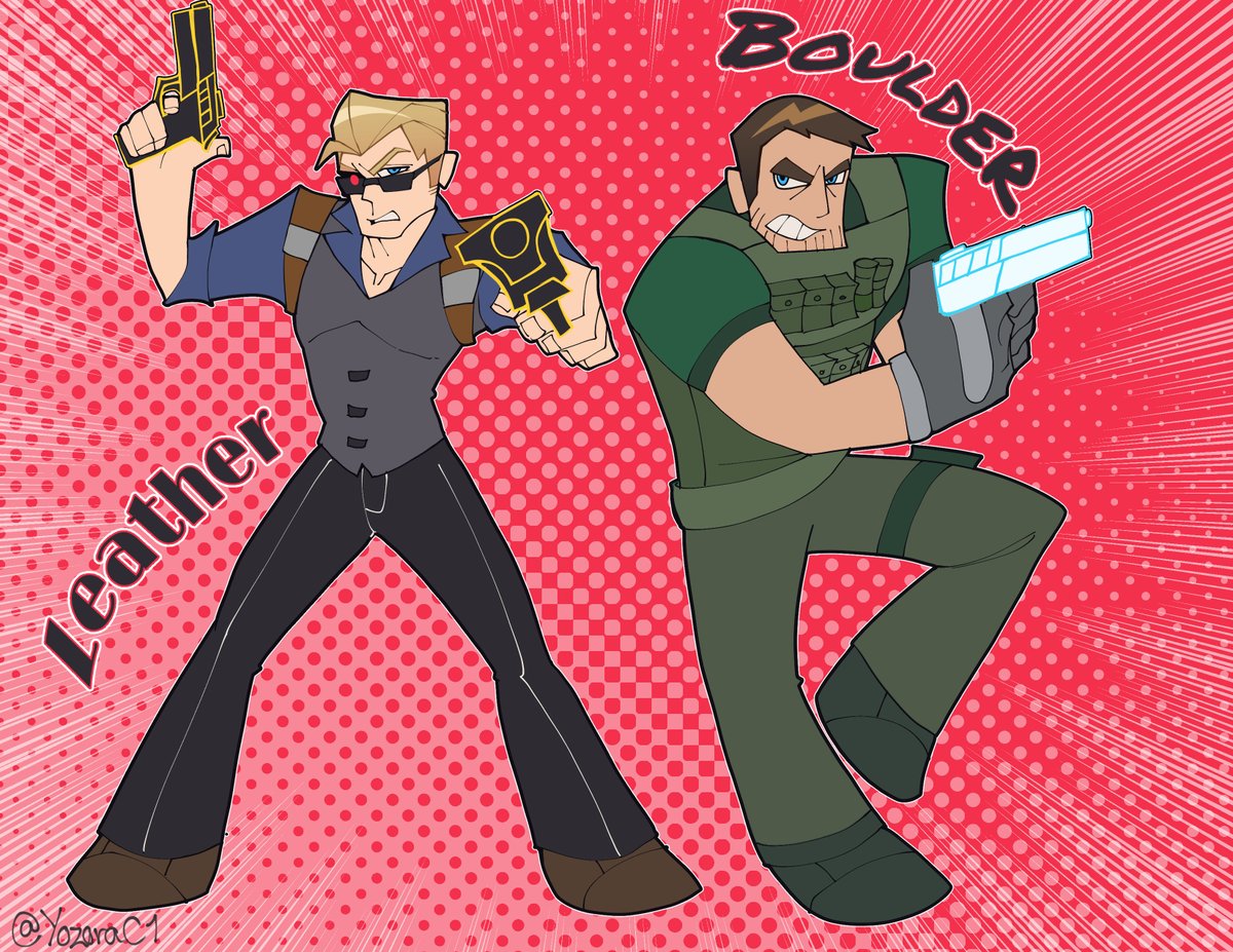 *Ahem*
Is this thing still here? Jeez
Wesker and Chris in the style of Panty and Stocking!