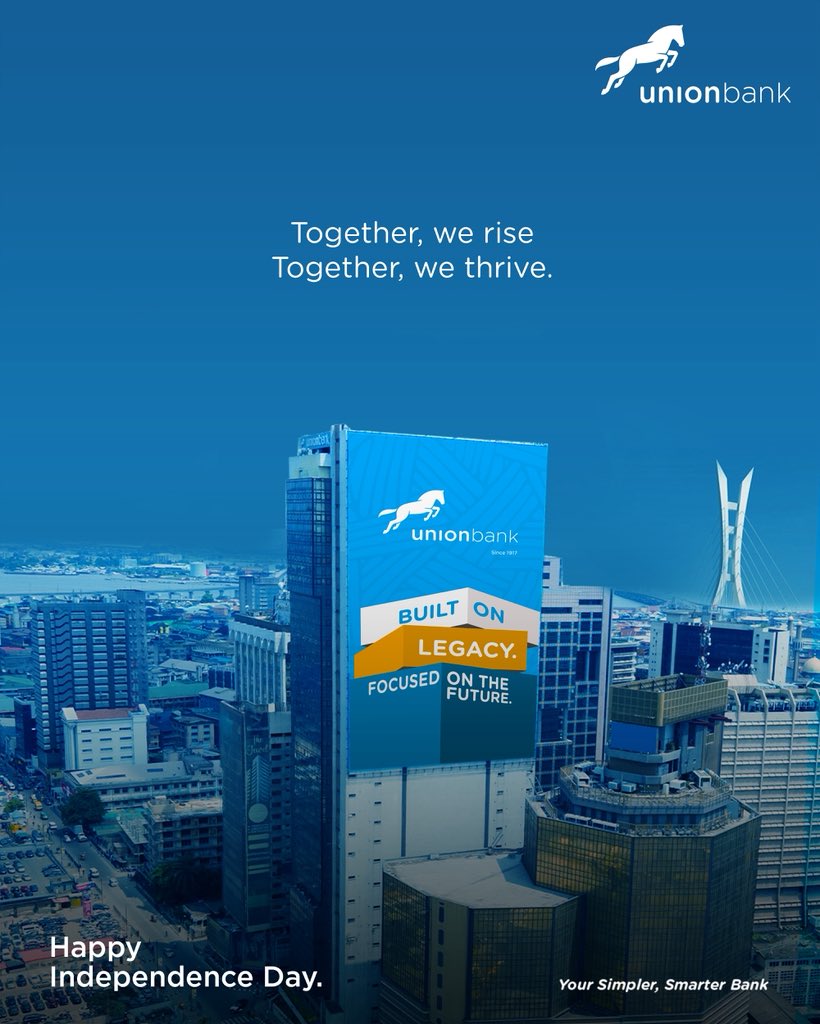 UNIONBANK_NG's tweet photo. Nigeria, we hail thee,
Our own dear native land,
Though tribe and tongue may differ,
In brotherhood we stand…

Happy 65th Independence Day!🇳🇬

#IndependenceDay #65YearsonFreedomRoad  #Nigeriaat65 #UnionBank #NigeriasMostReliableBank https://t.co/7AZl8Xc3Mo