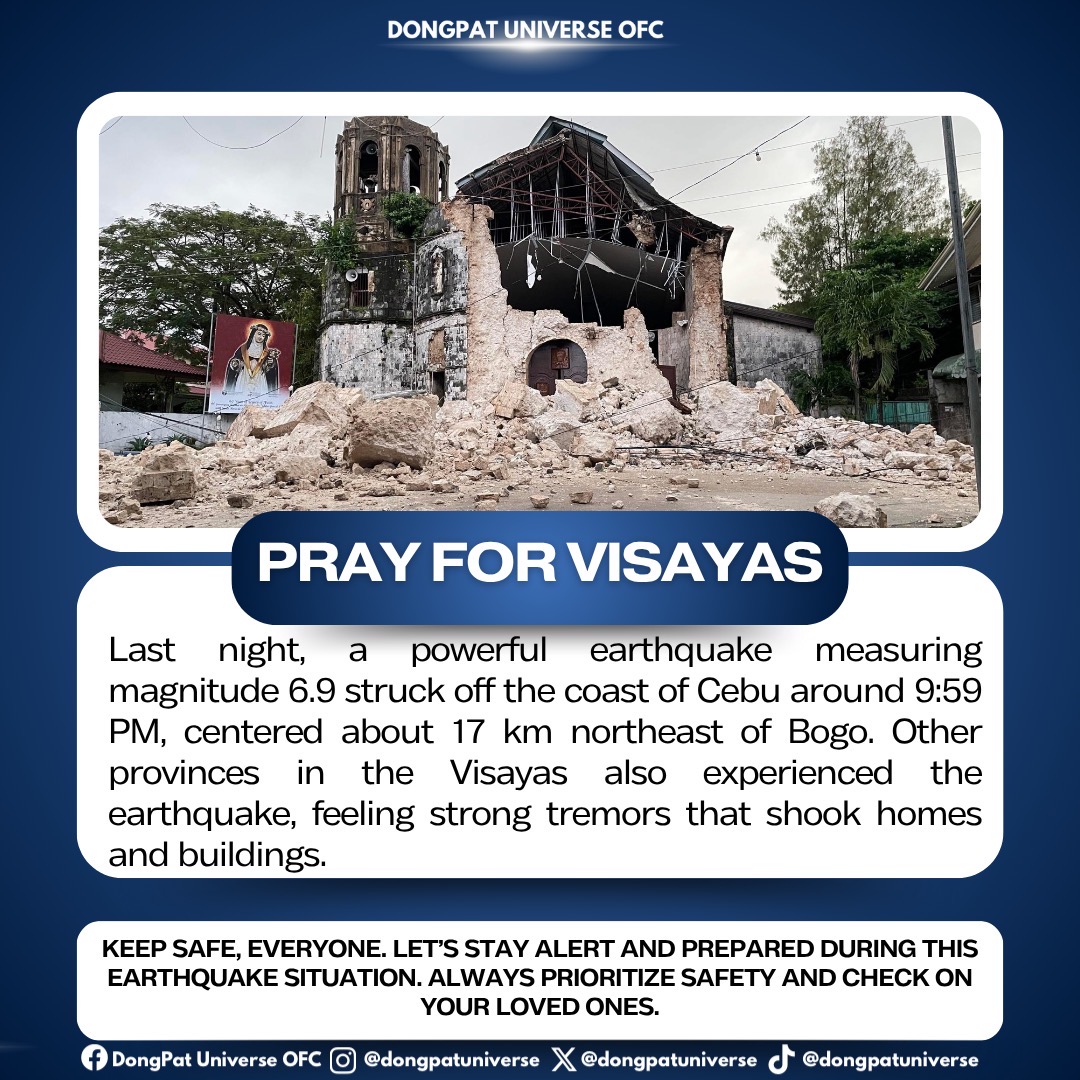 DPUTrendsetter's tweet photo. Praying for everyone in the Visayas and all affected by the recent earthquake. Stay safe, alert, and take care of your family and loved ones. 
😇🩵🫶🙏
#PrayForVisayas https://t.co/62lon2ySqM
