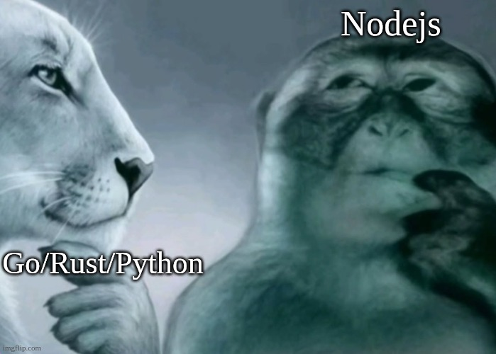 AbhinavXJ's tweet photo. Average frontend dev picking a language for backend https://t.co/xCehPtCFGM