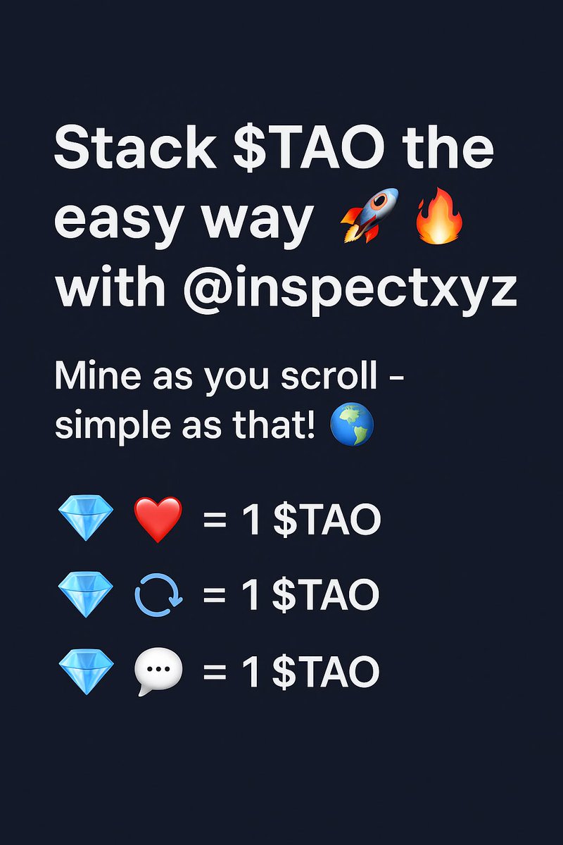 donjeff619's tweet photo. Consistency pays, and today marks another milestone!
Did you know you can earn $TAO absolutely free just by engaging?

✨ Engagement = Rewards ✨
❤️ Like = 1 $TAO
🔁 Repost = 1 $TAO
💬 Comment = 1 $TAO

Each 1 Tao is about $365

This is the simplest way to grow with $TAO https://t.co/Oy8gz0I7rO