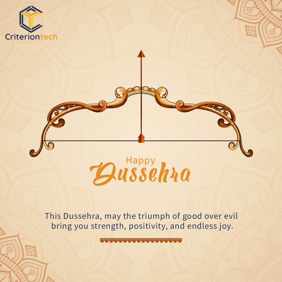 May this Dussehra bring light, strength, and positivity into your life. Happy Dussehra!
.
#HappyDussehra #VictoryOfGood #FestivalOfJoy #CriterionTech #CelebratePositivity #GoodOverEvil #Criteria4Technology