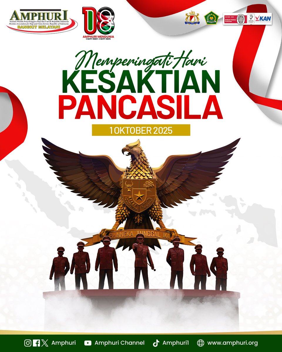 Selamat Memperingati Hari Kesaktian Pancasila, 1 Oktober 2025. "Pancasila Perekat Bangsa Menuju Indonesia Raya." Semoga.