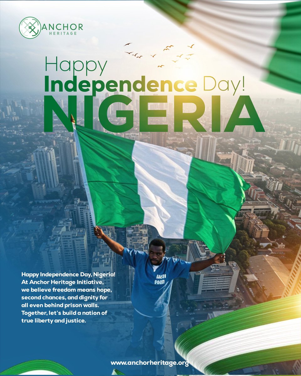 Happy 65th Independence Day Nigeria.
Today, we reflect on our nation's journey and renew our commitment to supporting inmates and transforming our custodial system. 
Together, let's build a safer, more inclusive Nigeria where everyone has a chance for a better future. #Nigeria@65