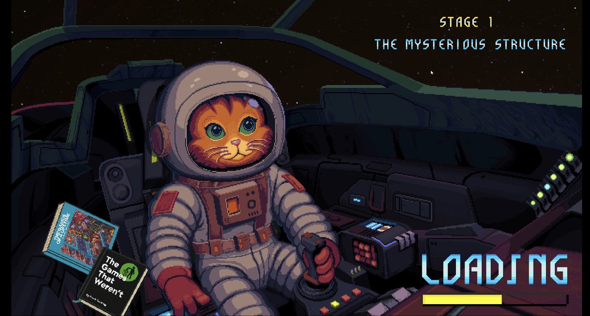 Our friends at Beyond The Pixels have just released a demo of their new game, Astro Burn. 

Astro the space cat obviously has good taste in books! 

Download the demo: store.steampowered.com/app/3810660/As…

#bitmapbooks #astroburn #steam #gaming