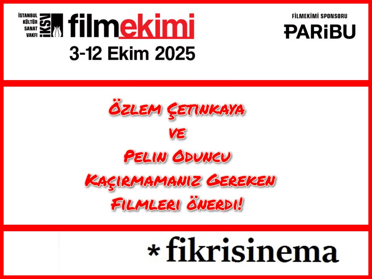 #FilmEkimi 'nde Ne İzliyoruz?

✍🏼 Özlem Çetinkaya (<a href="/benozlemevet/">Özlem</a>) ve Pelin Oduncu (<a href="/oduncupellin/">Dr.Pelin Oduncu Yılmaz</a>) kaçırmamanız gereken filmleri listeledi.

<a href="/filmekimi_iksv/">Filmekimi</a> <a href="/iksv_istanbul/">İstanbul Kültür Sanat Vakfı</a>
📌 fikrisinema.com/filmekiminde-n…
