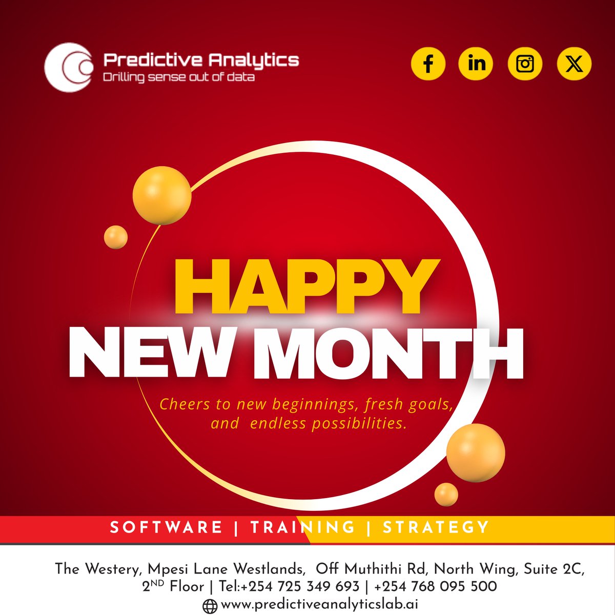 PredictiveLabKe's tweet image. 🌟 Happy New Month! 🌟
A new month brings new opportunities to learn, grow, and make an impact. Wishing you a productive and fulfilling journey ahead. 🚀
#NewMonthNewGoals #ProfessionalGrowth