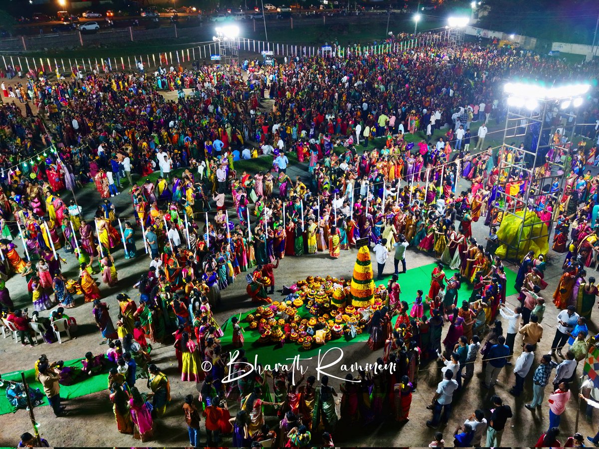 As the Bathukamma celebration comes to a close at Ursu Gutta, the atmosphere is electric with stunning floral arrangements and an unbridled sense of female camaraderie. #Bathukamma #Telangana