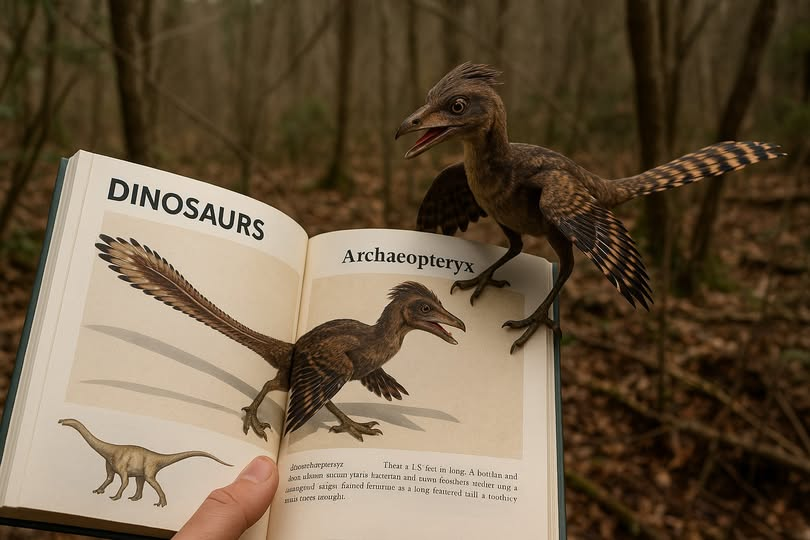 LilianHaak's tweet image. A nice walk in nature with an old birdwatching book, and guess what? The bird just happens to land on the exact same page! What are the odds of that happening! (#archeopteryx)