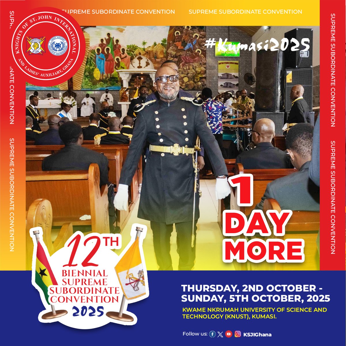 KSJIGhana's tweet photo. π 1 Day to Go!
All roads lead to KNUST!
Let the Spirit move! ππΎπ‘οΈ
#WeAreKSJIGhana | #12thBSSC | #CatholicFaithful | #ForGodAndCountry | #ServiceAndDedication | #UnityInFaith | #Jubilee2025 | #PilgrimsOfHope2025 | #UnityInDiversity https://t.co/o0QZz3pRtD