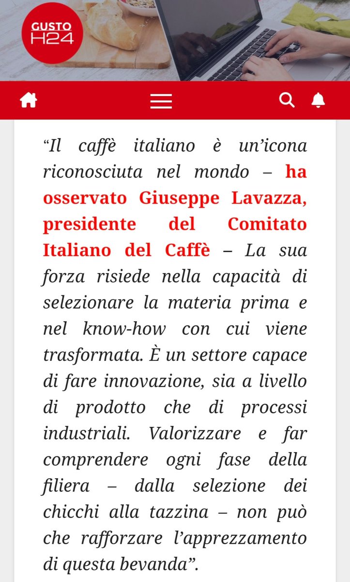 L’Italia ama il #caffè, donne leader nel consumo
Indagine #AstraRicerche per il Comitato Italiano del Caffè di #UnioneItalianaFood: la tazzina si tinge di rosa. La parola a Giuseppe #Lavazza
Su #GUSTOH24
gustoh24.it/litalia-ama-il…
<a href="/sassi_mario/">Sassi Mario 🇪🇺</a>
<a href="/pino_zuliani/">Giuseppe Zuliani</a> <a href="/paoloigna1/">paolo ignazio marong</a> <a href="/marcoforc/">Marco Forcellini</a>