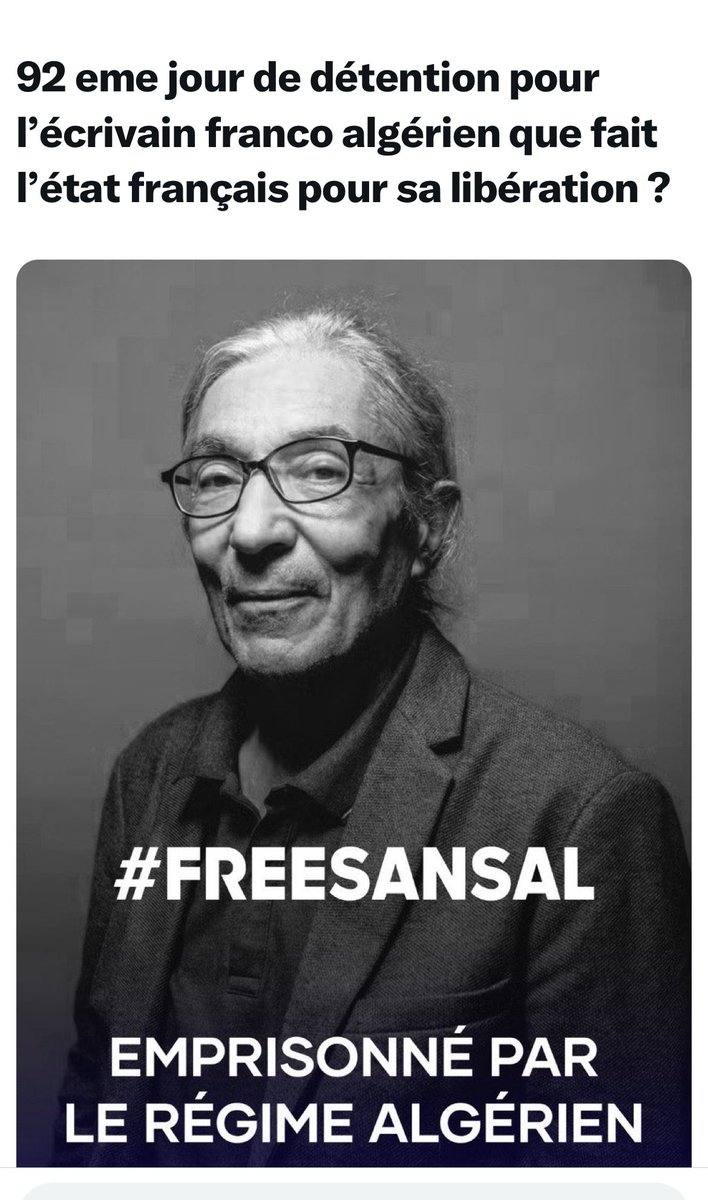 AlainLoiseau5's tweet image. #visasetudiantsalgeriens
#stop
#liberezsansal 
8300 visas délivrés aux étudiants algériens pendant que le franco algérien boualem sansal croupi en prison quelle honte partagez sans modération