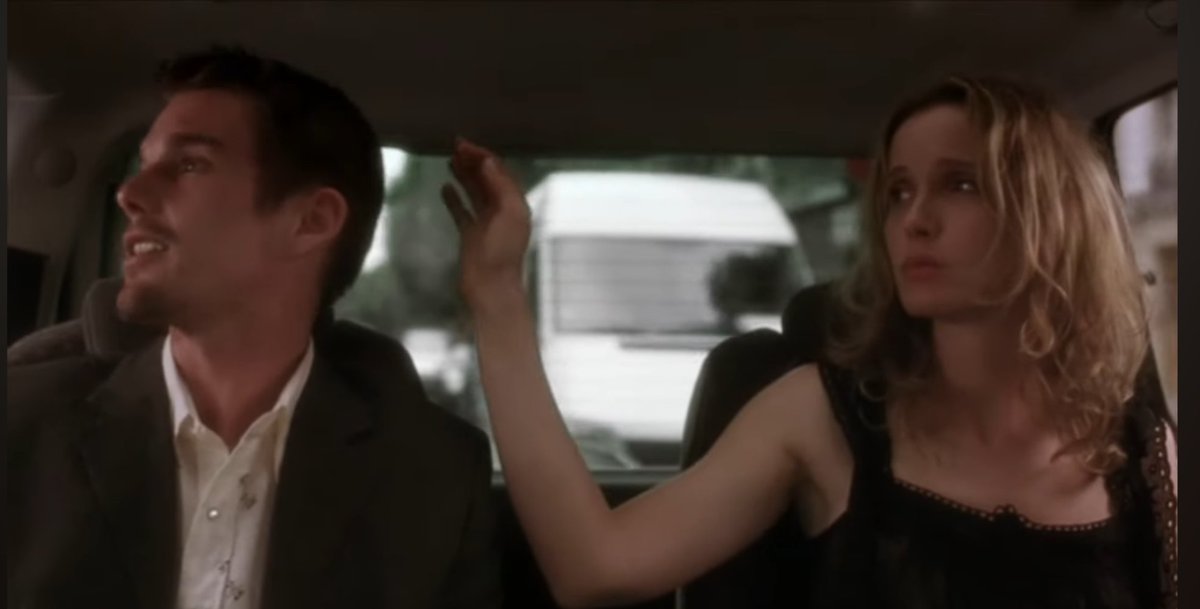 Mythagoz's tweet photo. @NJSimmondsbooks It's the hundreds of little gestures in these films that make them my favourites. Like her reaching out in the "I have this dream" scene in Before Sunset ❤️ https://t.co/jXzGyTGaeD