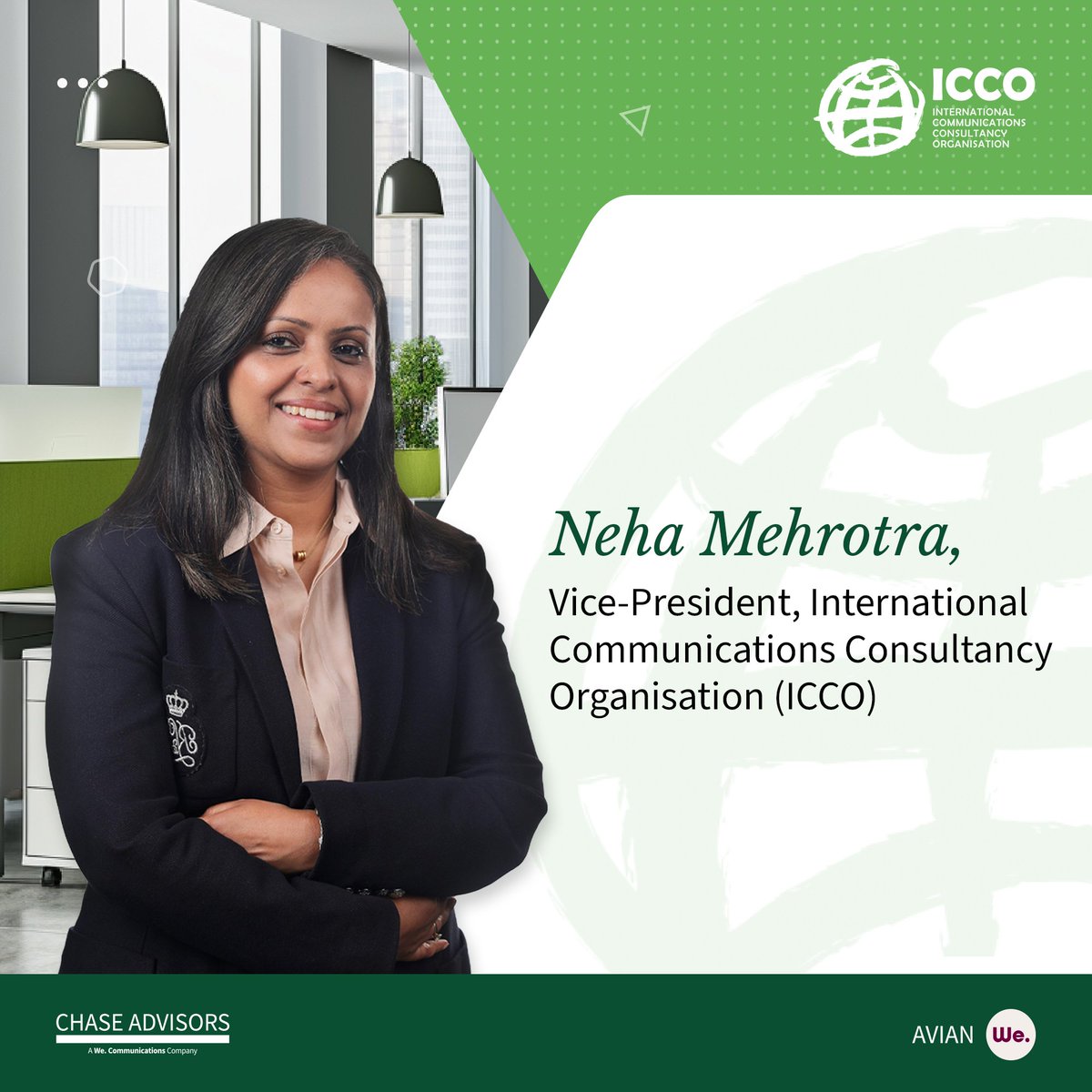 avianWE's tweet photo. Proud moment for Avian We. πOur MD & @PRCAIndia VP, @nehamehro is now VP of @ICCOpr. Her dedication to raising the bar in communications continues on the global stage. Congrats, Neha! @chase_advisors @WEcomms #PRLeadership #GlobalPR https://t.co/FDBWabxqDX