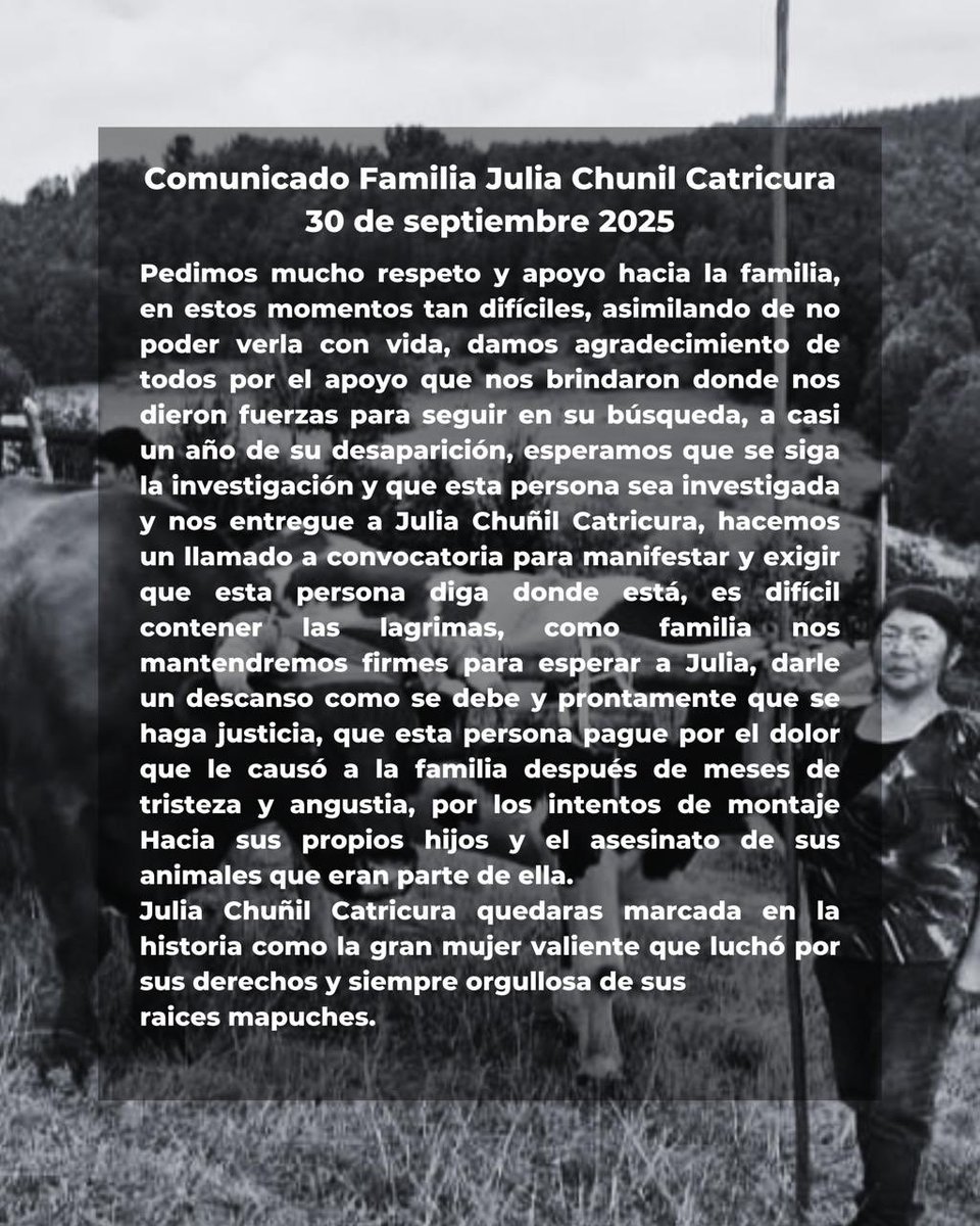 _lgsus_machine_'s tweet photo. #JusticiaPorJulia
#JusticiaParaJuliaChuñil #JuliaChunilCatricura https://t.co/mhT9qcHabd