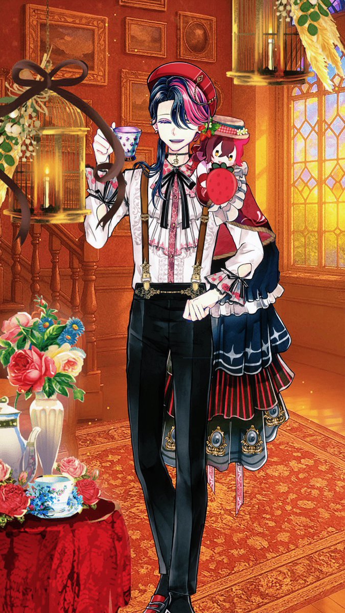 #あくねこ秋の着せ替え 
 ﾌﾘﾙｺｰﾃﾞ× ｻﾛﾍﾟｯﾄ ってあま可愛い…🍓
赤系多めで温かい雰囲気出してみた🍂✨️