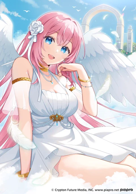 クリプトン・フューチャー・メディア株式会社様『初音ミクぐらふぃコレクション』にて、天使衣装の巡音ルカさんのイラストを描かせていただきました #ミクコレ #巡音ルカ