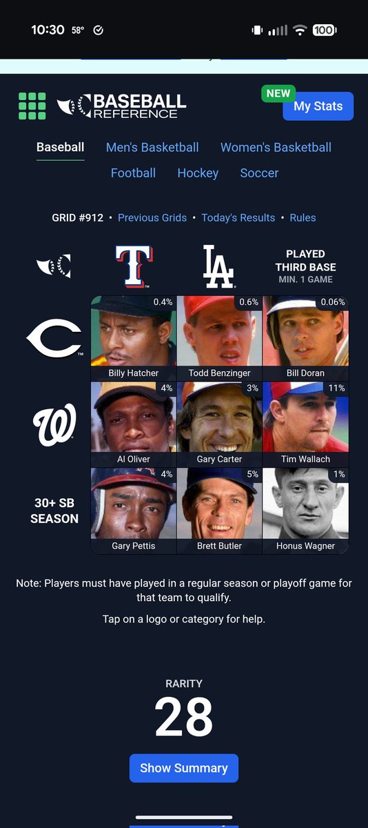 ⚾️ Immaculate Grid 912 9/9:
Rarity: 28
IMMACULATE!
🟩🟩🟩
🟩🟩🟩
🟩🟩🟩
Play at:
immaculategrid.com/play