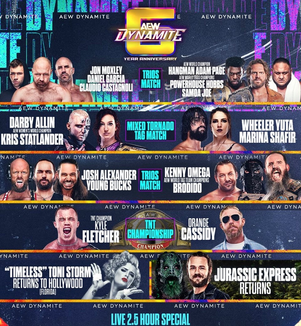 Cory_Hays407's tweet image. #AEWDynamite Preview:
-The Death Riders vs Hangman Page and The Opps
-Darby Allin and Kris Statlander vs Wheeler Yuta and Marina Shafir
-Josh Alexander and The Young Bucks vs Kenny Omega and Brodido
-Kyle Fletcher vs Orange Cassidy for the TNT Championship 
-Toni Storm appears…