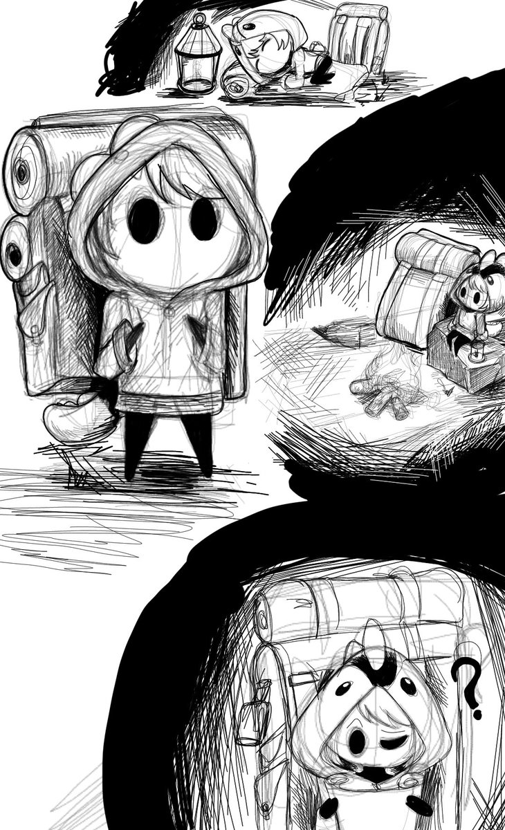Greenrobot01's tweet image. Desenhos da noite ( parte 2) @KaKaijuu no estilo de Hollow Knight ( kakaiju a viajante)