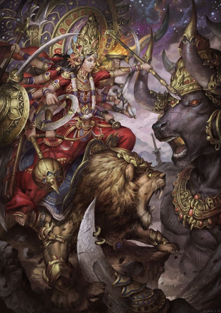 🧵Day 10 of Navratri :- Maa Mahishasura Mardini, the lion-riding Goddess with ten arms, who slays the buffalo demon and reminds us that dharma always conquers adharma.

She is a fierce form of Durga Devi known as Mahishasura Mardini = the destroyer (mardini) of the demon