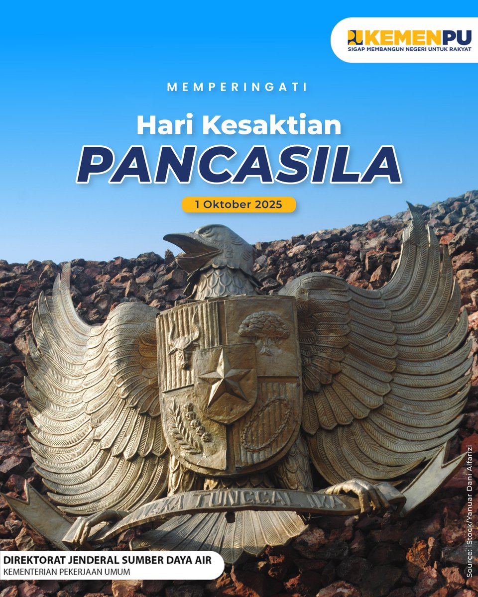 Dari perbedaan kita bersatu, dari persatuan kita menjadi kuat.
Dengan Pancasila sebagai landasan, mari wujudkan Indonesia Raya yang jaya.
Selamat Hari Kesaktian Pancasila

#SigapMembangunNegeriUntukRakyat
#MengelolaAirUnntukNegeri
#SetahunBerdampak