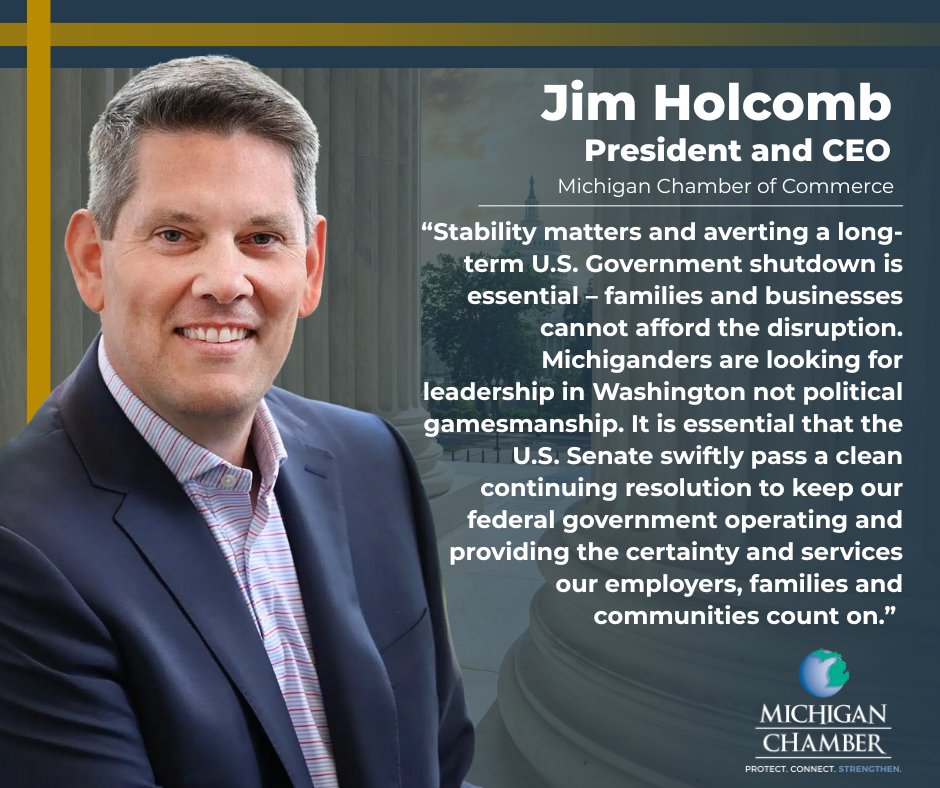 🚨 Stability matters. A federal shutdown would hurt Michigan families, businesses &amp; communities. We call on the U.S. Senate to swiftly pass a clean CR. bit.ly/46GTwNP