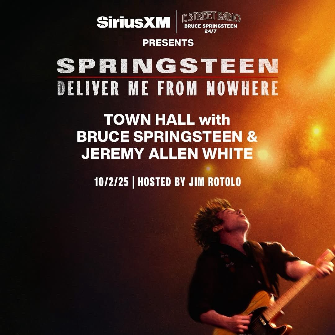 JimRotolo's tweet image. Excited to talk with @springsteen and Jeremy Allen White on the new film Springsteen: Deliver Me From Nowhere. Hear the interview on E Street Radio, @SIRIUSXM Ch. 20.

#Springsteen #JeremyAllenWhite #DeliverMeFromNowhere #EStreetRadio #SiriusXM