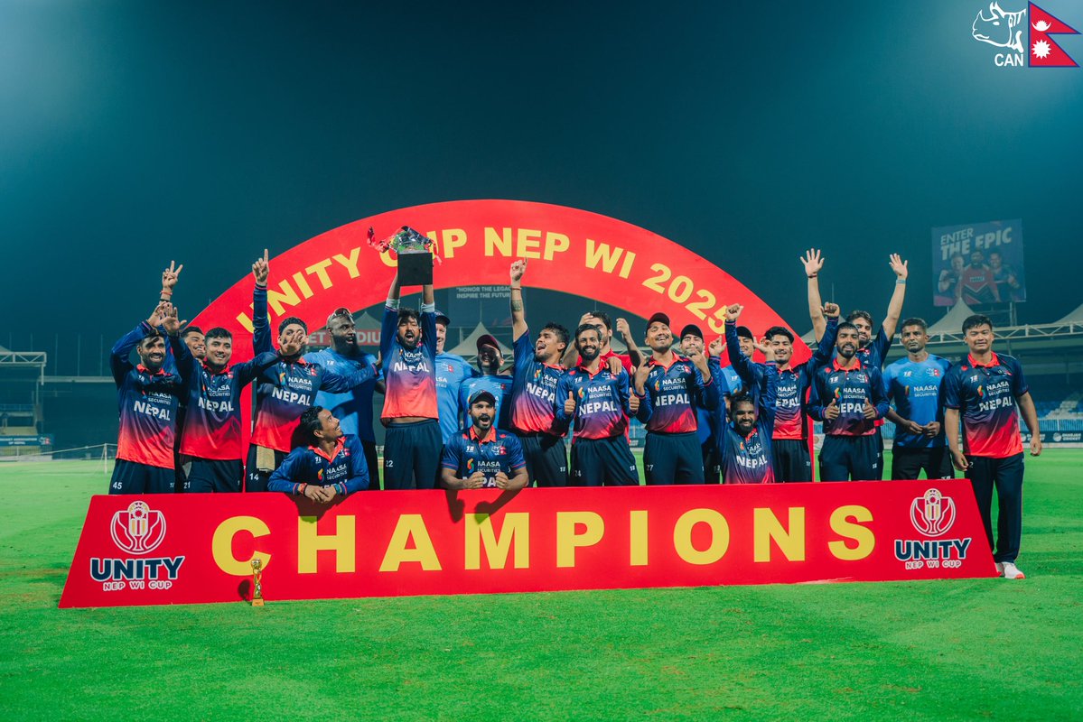 Unity Cup Champions🇳🇵🏆
The journey has only just begun🚀

📸CAN

#NEPvsWI #UnityCup #SupaRoyals #SudurpaschimRoyals #SBLNPL2