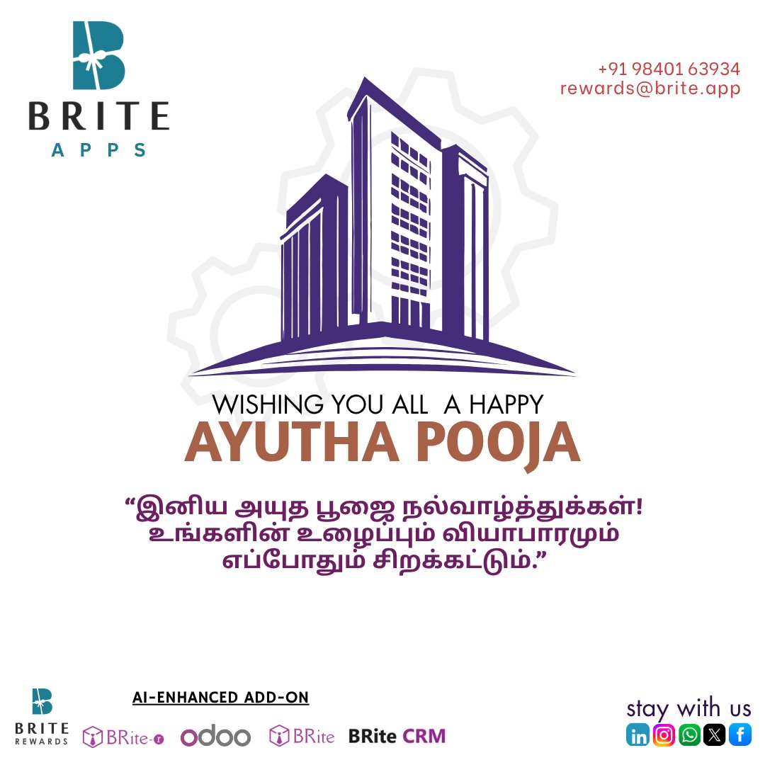 BriteRewards's tweet photo. “Team BRITE Apps extends warm wishes for a Happy Ayudha Pooja.” https://t.co/9ZWTKO00aF