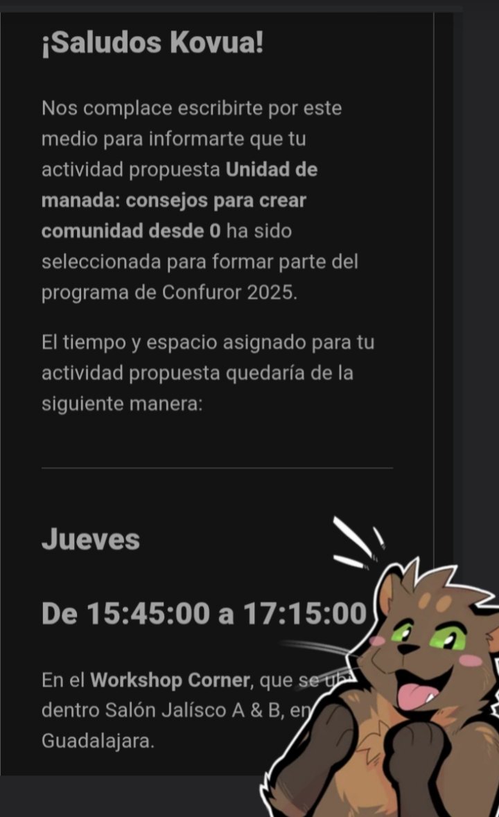 Nos vemos todos en <a href="/Confuror/">Confuror 2025</a> para una gran experiencia de integración. ¡No se la pierdan!

#confuror #panel #evento #furrycon #furryfandom