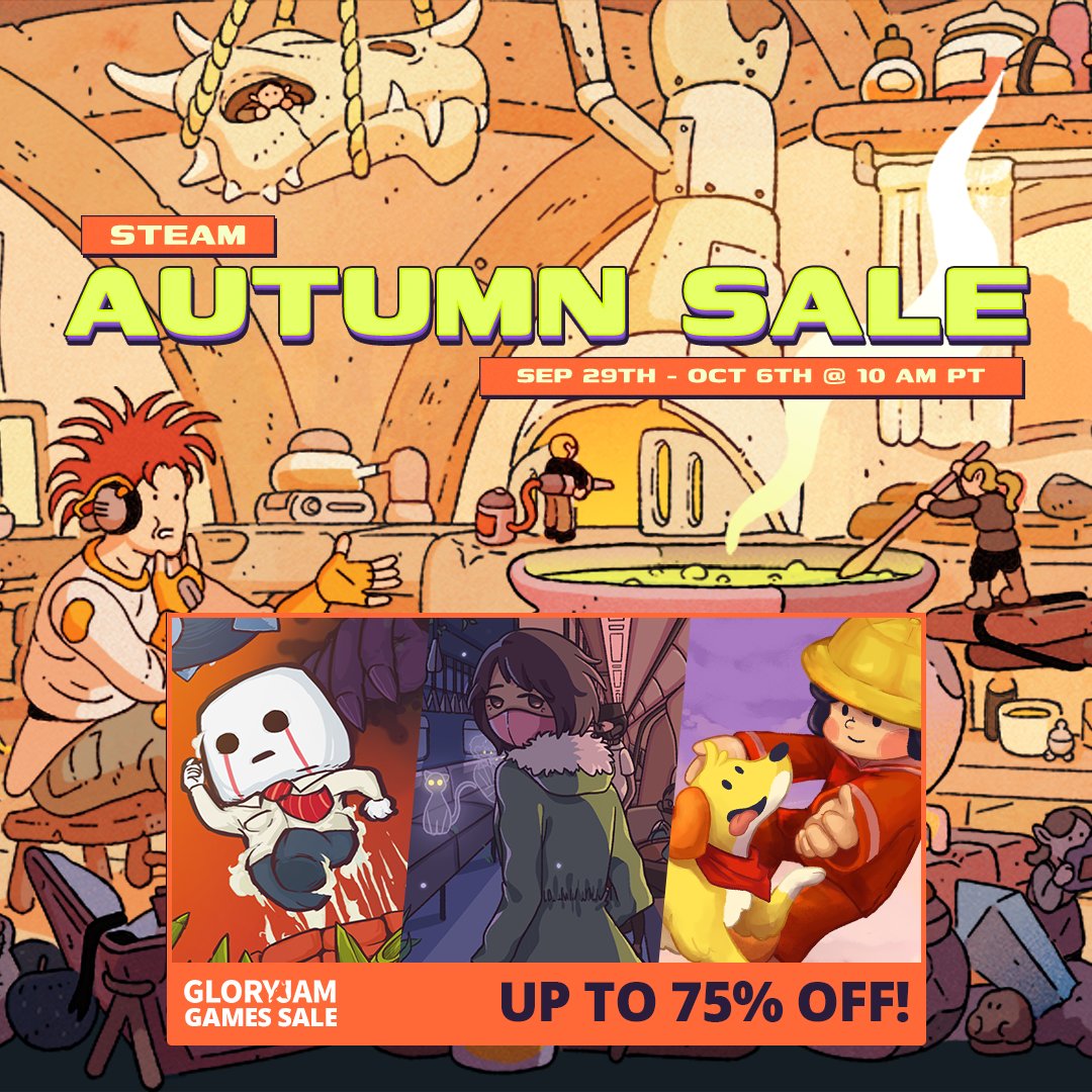 rollinggloryjam's tweet photo. 🍁Steam Autumn Sale is happening~ It's time to grab more games for your library! 🎮

Looking for a good bites of narrative games? Glory Jam have the perfect games for you. Check these out! 👇

#SteamAutumnsale2025 #indiegame https://t.co/XrLtv7Qu6J