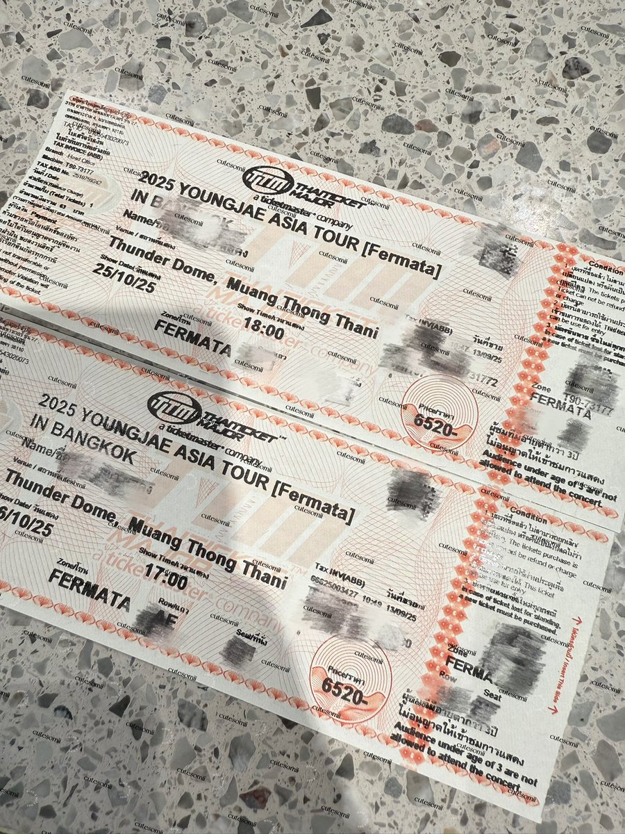 บน 🙏🏻
ถ้าบัตร VIP ทั้ง 2 วันได้ 1:1 
~แจก 133฿ 2 คน (สุ่มจากรี)
~สตรีมเพลง Escape to me ผ่าน YouTube วันละ 17 รอบเป็นเวลา 1 เดือน 
~งดน้ำหวานทุกชนิด 1 เดือน 
~งดหมูกระทะ/ปิ้งย่าง/ชาบู/หม่าล่า 1 เดือน 
~บริจาคเงินให้มูลนิธิเด็ก

#YoungjaeAsiaTourinBKK