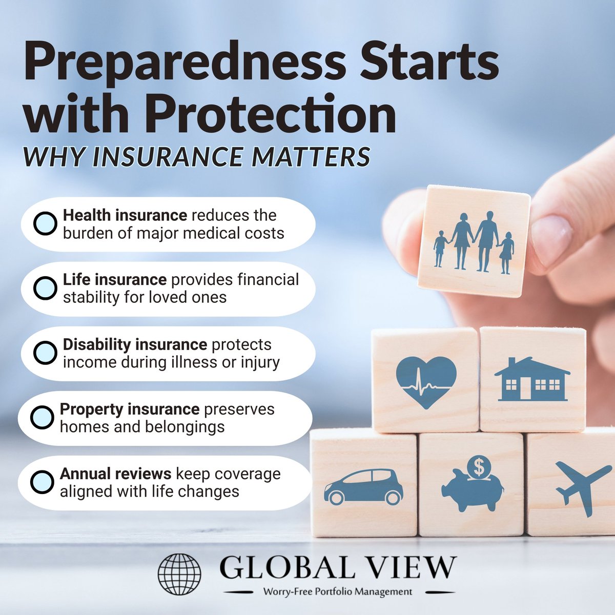GlobalViewSC's tweet image. Ready to protect what you've built? At Global View Investment Advisors, we believe insurance can be an important part of your financial plan to safeguard your family's future.

Contact us for an annual review. 

#FinancialPlanning #WealthManagement #GlobalView