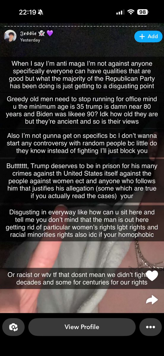 2Afreedomwell's tweet photo. When you look at quick adds on snap and you find this on someone’s story. @libsoftiktok @CramerSez I honestly don’t even know what to say anymore! These people are so brainwashed I don’t think there is a way to fix them! https://t.co/oT4eTk8HNP
