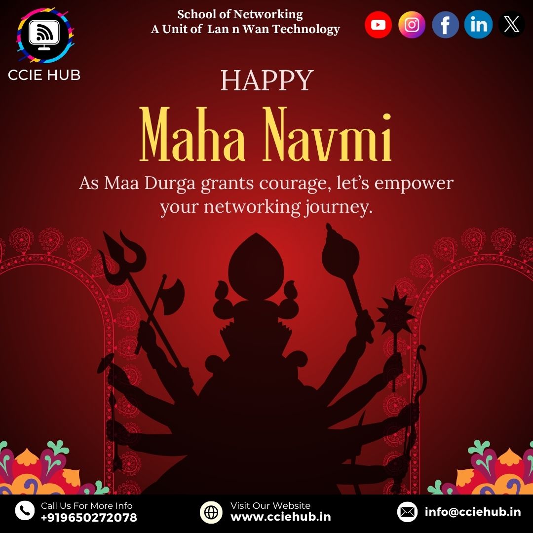cciehub's tweet image. Unleash the power of Maa Durga in your tech journey. Rise, connect, and conquer! 🔥🌐
.
.
.
.
.
#MahaNavmi #DurgaBlessings #TechWithTradition #CCIEHUB #NetworkingGoals #NavratriVibes #ITPower #DigitalShakti #TechFest #NetworkLikeAPro