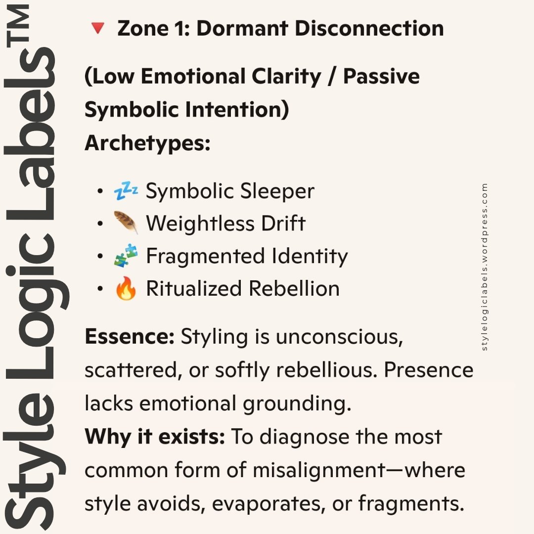 stylelogiclabel's tweet photo. 🧭 The Style Logic Labels™ Archetypes:
💤 Symbolic Sleeper
🪶 Weightless Drift
🧩 Fragmented Identity
🔥 Ritualized Rebellion
🔄 Trend-Driven Disarray
🕰️ Legacy-Lost
🛡️ Armored Elegance
👻 Muted Brilliance
🧤 Disguised Vulnerability
���� Magnetic Clarity
🌟 Awakened Authority https://t.co/amHe3nPoLX