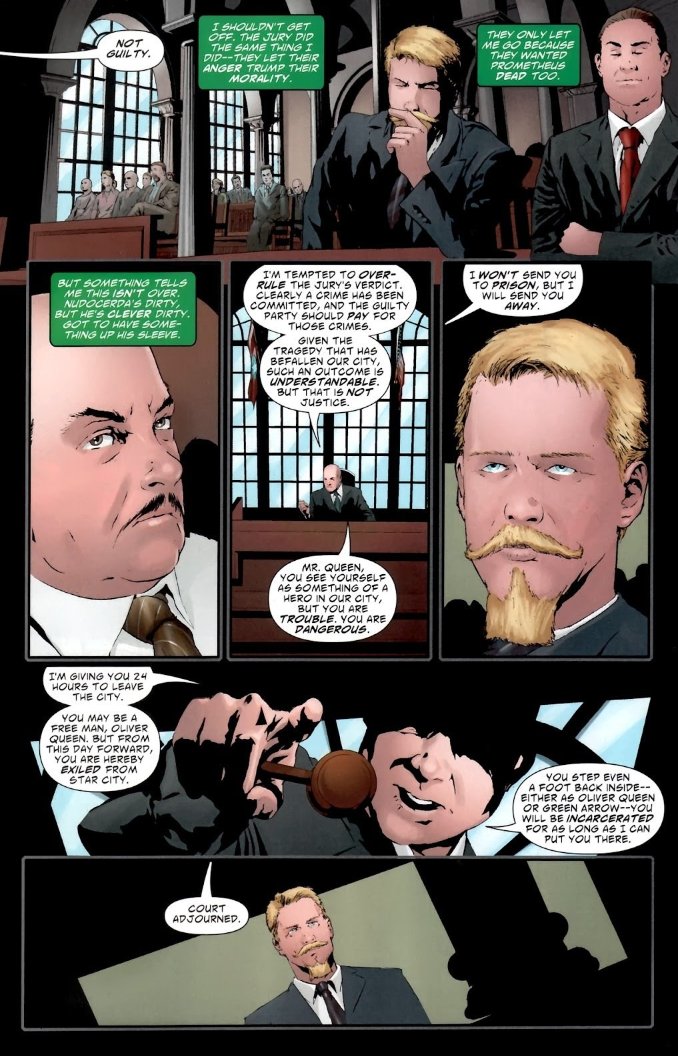 Daily Oliver Queen/Green Arrow fact day 64:

After ollie killed prometheus he turned himself in and during his trial, despite admitting to the crime they agreed he was not guilty.