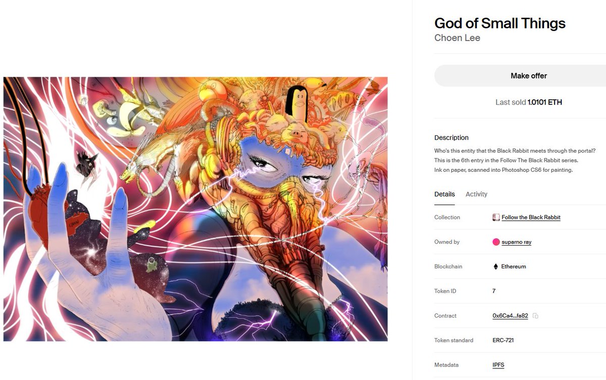 God of Small Things (2024)

This is one of my personal favourite artworks. I really enjoyed making it.
<a href="/suparno67/">Suparno67.eth 🙌🏼</a> made his offer within a few days of this being minted (this happened in June 2024 not now). That was such an amazing feeling :)