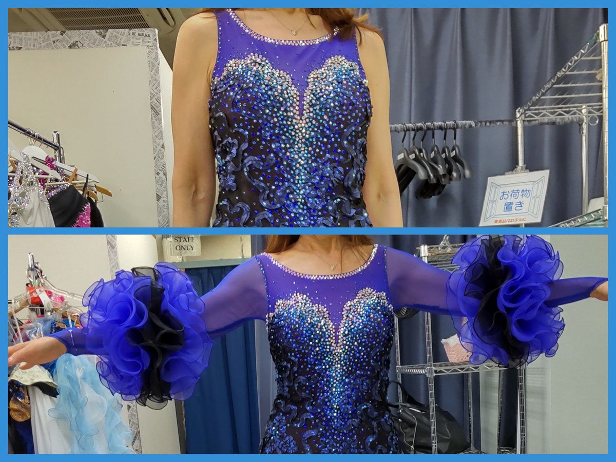 白樺ドレス　ラテンドレス　青色　紫色 試着・レンタル・購入】社交ダンスドレス 紫 Lサイズラテンドレス