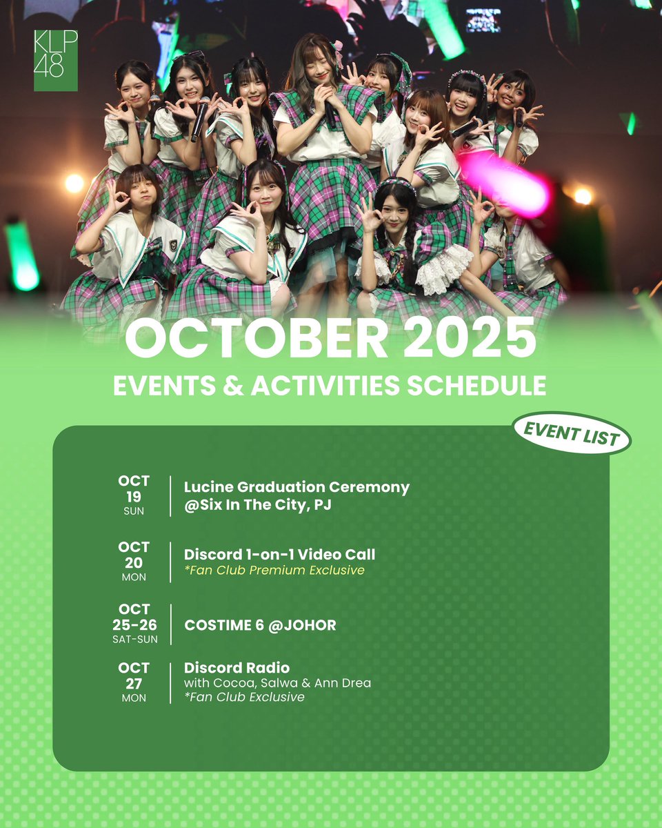 KLP48official's tweet photo. Our monthly schedule is out!
Details soon!
#KLP48 https://t.co/nOIG5O7mfo