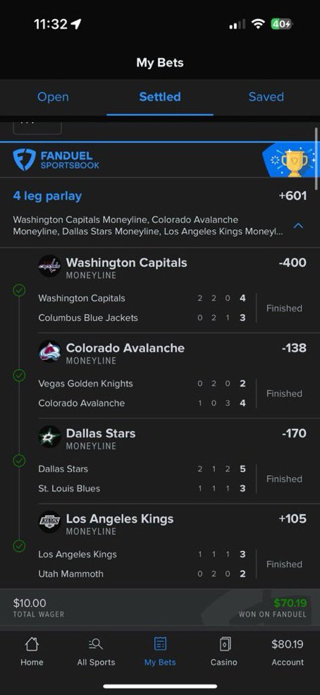 Back to back days parlay win!